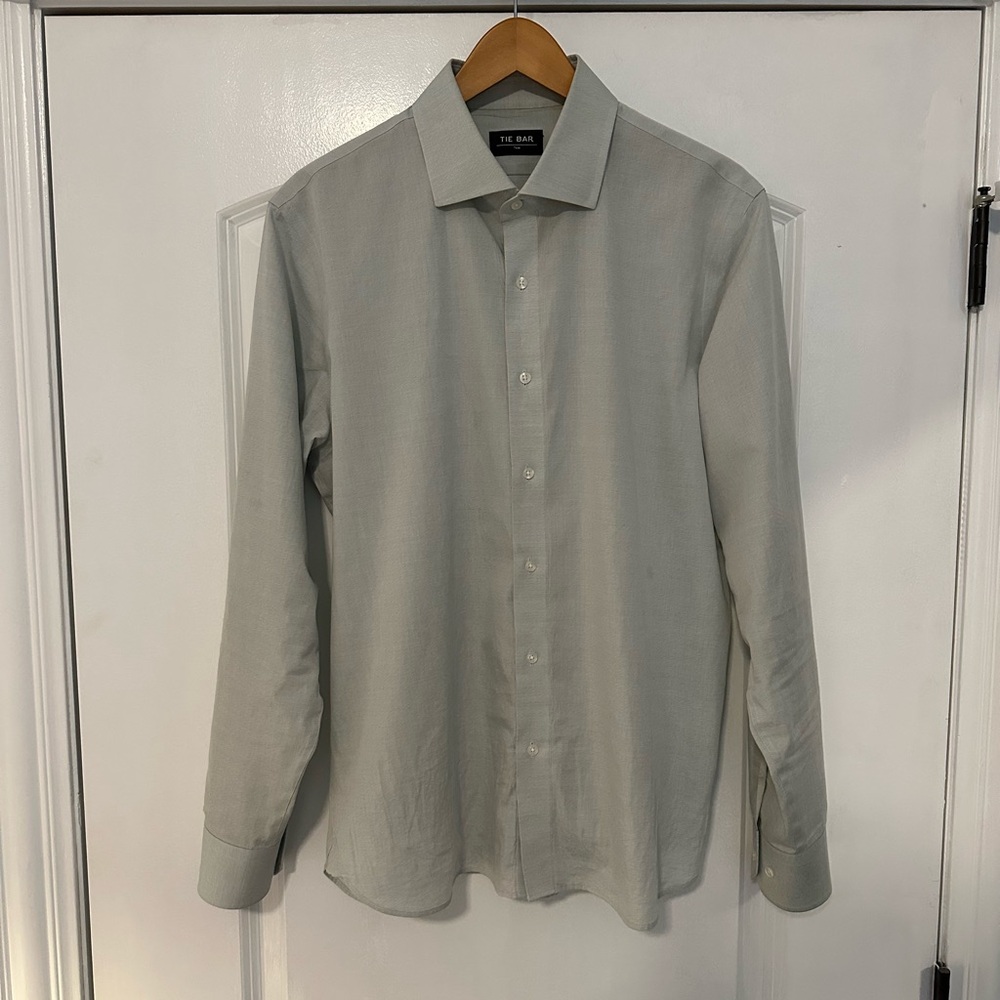 Pastel Green Tie Bar Dress Shirt